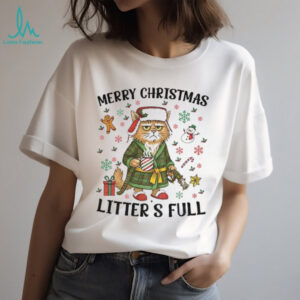 Funny cat Litter’s Full Merry Christmas 2025 shirt