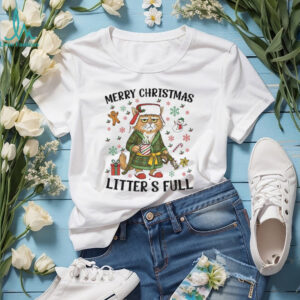 Funny cat Litter’s Full Merry Christmas 2025 shirt