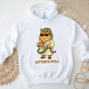 Funny cat wearing glass Litter’s Full Merry Christmas shirt