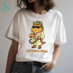 Funny cat wearing glass Litter’s Full Merry Christmas shirt