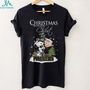 Green Bay Packers Snoopy Begins With Christ And Friends Peanuts Christmas Shirt