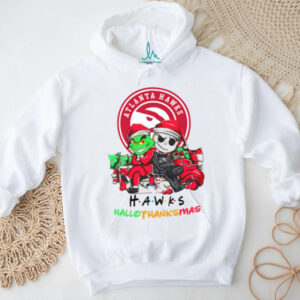 Grinch And Jack Atlanta Hawks Friends HalloThanksMas T Shirt