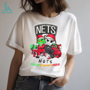 Grinch And Jack Brooklyn Nets Friends HalloThanksMas T Shirt