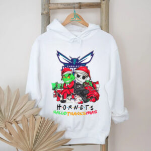Grinch And Jack Charlotte Hornets Friends HalloThanksMas T Shirt