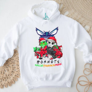 Grinch And Jack Charlotte Hornets Friends HalloThanksMas T Shirt