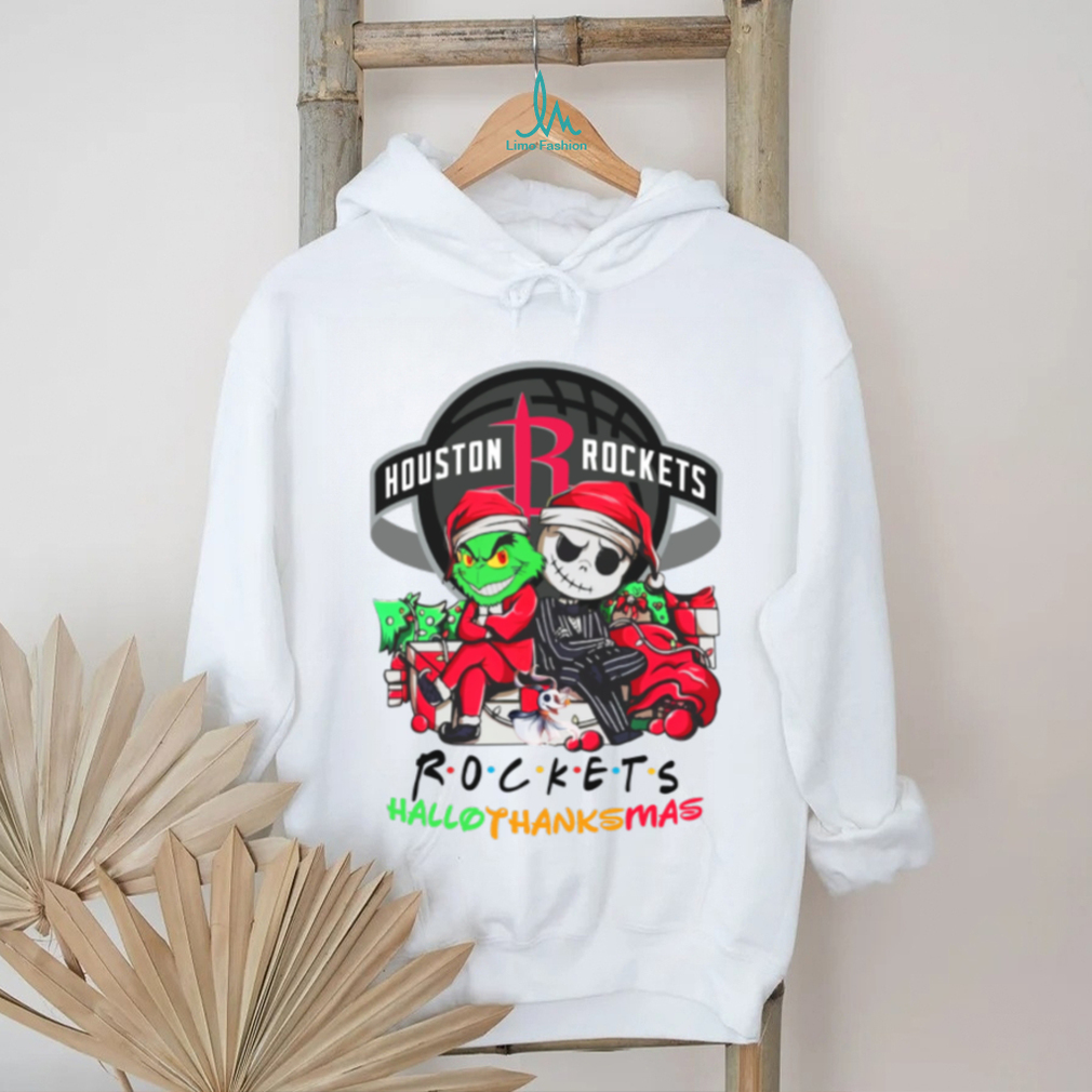 Grinch And Jack Houston Rockets Friends HalloThanksMas T Shirt Grinch And Jack Houston Rockets Friends HalloThanksMas T Shirt