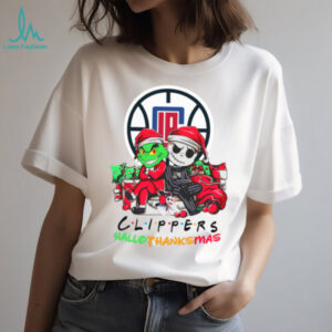 Grinch And Jack LA Clippers Friends HalloThanksMas T Shirt