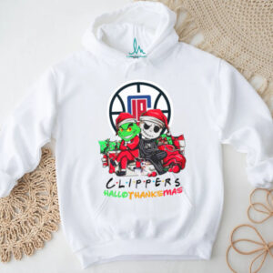 Grinch And Jack LA Clippers Friends HalloThanksMas T Shirt