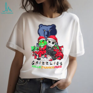 Grinch And Jack Memphis Grizzlies Friends HalloThanksMas T Shirt