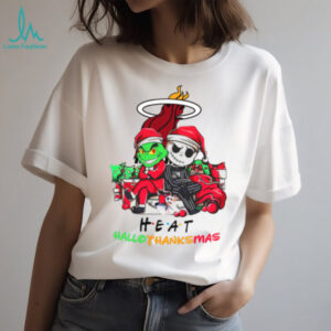 Grinch And Jack Miami Heat Friends HalloThanksMas T Shirt
