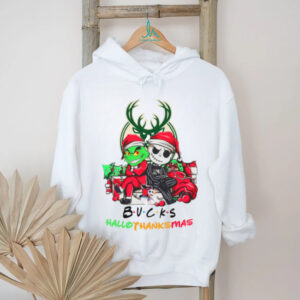 Grinch And Jack Milwaukee Bucks Friends HalloThanksMas T Shirt