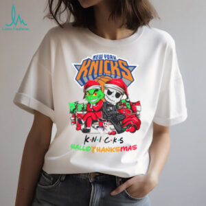 Grinch And Jack New York Knicks Friends HalloThanksMas T Shirt