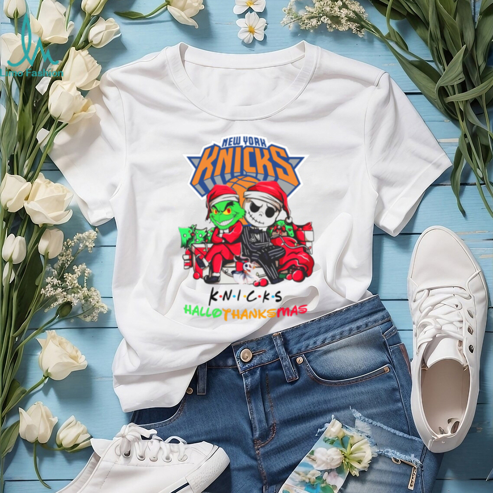 Grinch And Jack New York Knicks Friends HalloThanksMas T Shirt Grinch And Jack New York Knicks Friends HalloThanksMas T Shirt