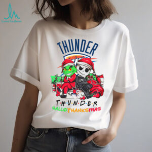 Grinch And Jack Oklahoma City Thunder Friends HalloThanksMas T Shirt