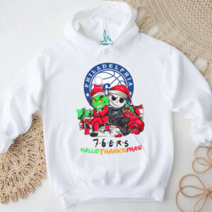 Grinch And Jack Philadelphia 76ers Friends HalloThanksMas T Shirt