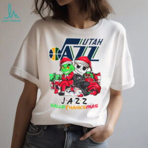 Grinch And Jack Utah Jazz Friends HalloThanksMas T Shirt