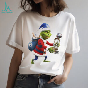Grinch Santa Claus holding Trophy Los Angeles Dodgers MLB Baseball 2025 shirt Grinch Santa Claus holding Trophy Los Angeles Dodgers MLB Baseball 2025 shirt