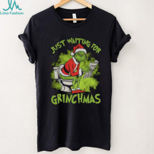 Grinch Santa Claus toilet just waiting for Grinchmas Merry Christmas shirt