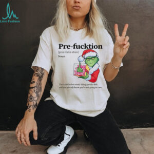 Grinch Santa hat middle finger pre function definition noun the calm before everything goes to shit Christmas shirt