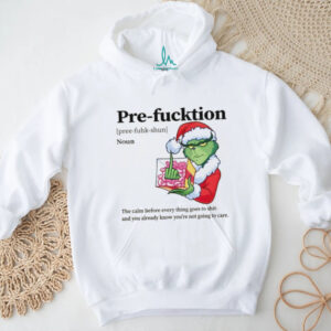 Grinch Santa hat middle finger pre function definition noun the calm before everything goes to shit Christmas shirt