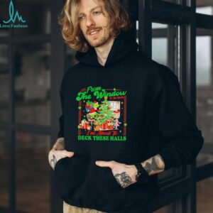 Grinch from the window I’m about to deck these halls Christmas shirt