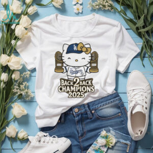 Hello Kitty holding Trophy Back to Back Los Angeles Dodgers MLB Baseball 2025 shirt