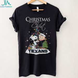Houston Texans Snoopy Begins With Christ And Friends Peanuts Christmas Shirt