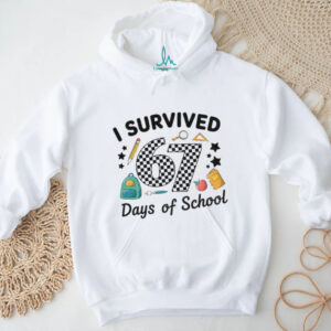 I Survived 67 Days of School Retro Checkered School Graphic shirt