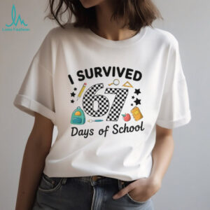 I Survived 67 Days of School Retro Checkered School Graphic shirt