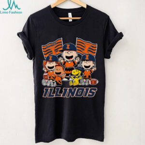 Illinois Fighting Illini Shop Snoopy Charlie Brown And Friends Illini Flags T Shirt