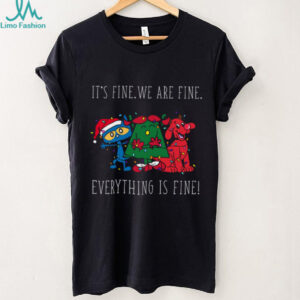 I'm Fine This Is Fine Blue Cat T Shirt