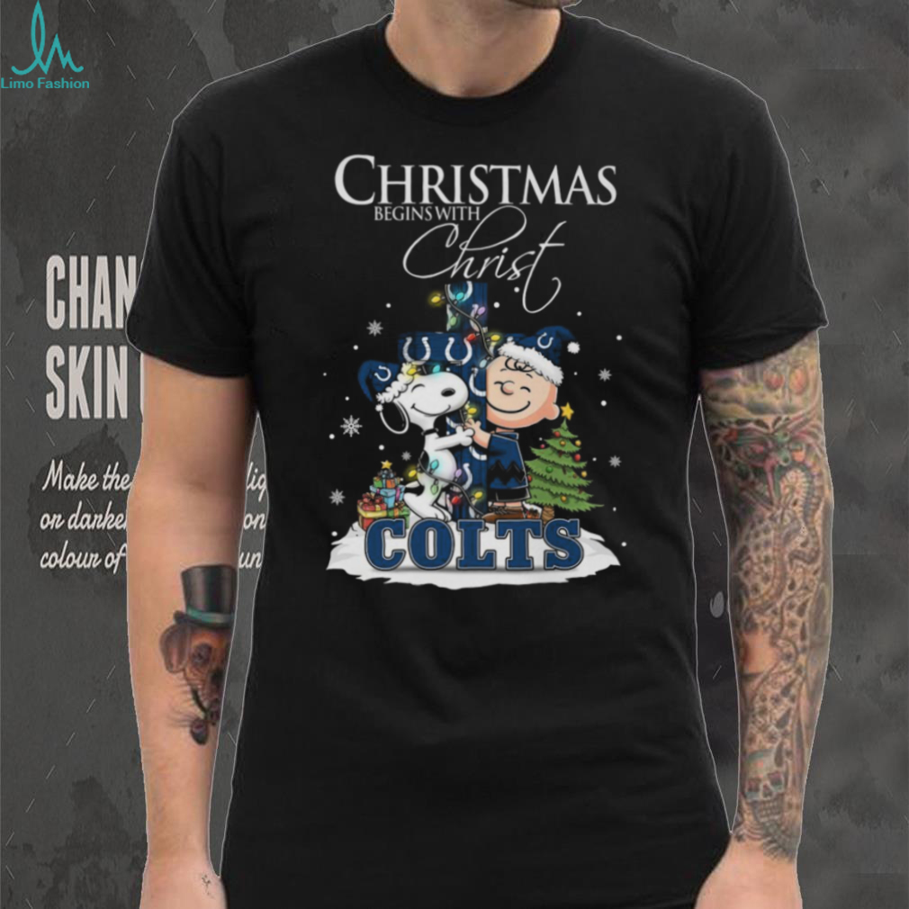 Indianapolis Colts Snoopy Begins With Christ And Friends Peanuts Christmas Shirt