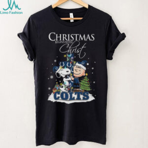 Indianapolis Colts Snoopy Begins With Christ And Friends Peanuts Christmas Shirt