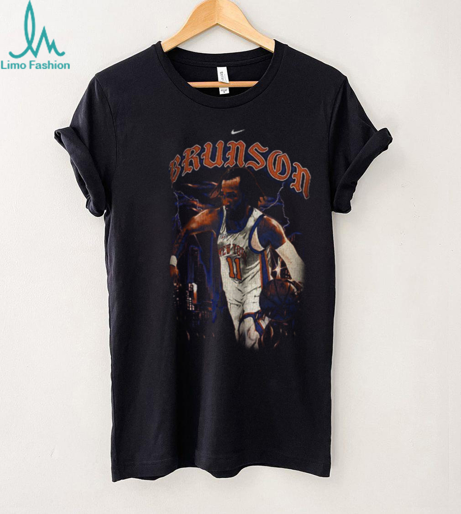 Jalen Brunson Knicks shirt with City Skyline Storm design
