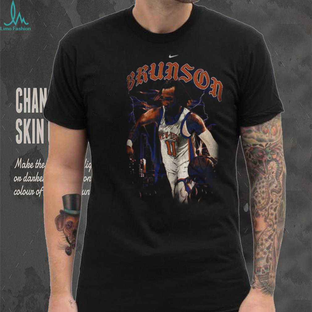 Jalen Brunson 11 New York Knicks Nike Basketball City Skyline Storm vintage shirt Jalen Brunson 11 New York Knicks Nike Basketball City Skyline Storm vintage shirt