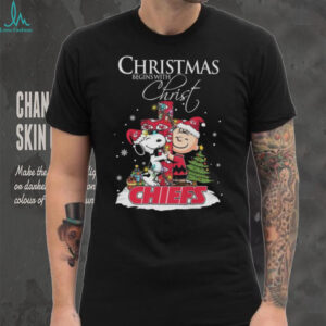 Kansas City Chiefs Snoopy Begins With Christ And Friends Peanuts Christmas Shirt