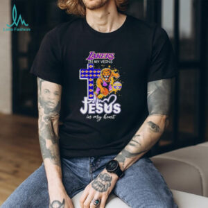 Lakers in my veins Jesus in my heart mascot shirt