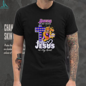 Lakers in my veins Jesus in my heart mascot shirt