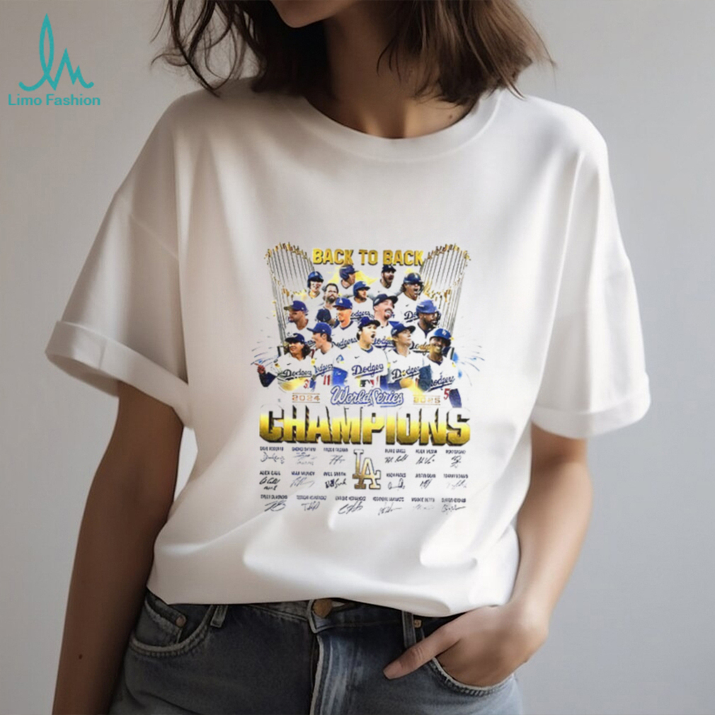 Los Angeles Dodgers 2025 World Series Champions Back to Back signature shirt Los Angeles Dodgers 2025 World Series Champions Back to Back signature shirt