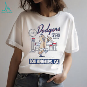 Los Angeles Dodgers Servin’ You LA Style Since 1958 CA Deli Mascot T shirts