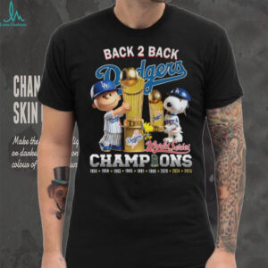 Los Angeles Dodgers Snoopy Back 2 Back Champions T Shirt