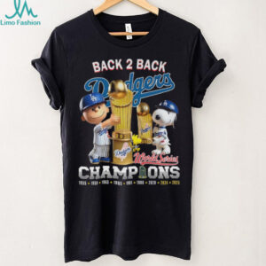 Los Angeles Dodgers Snoopy Back 2 Back Champions T Shirt