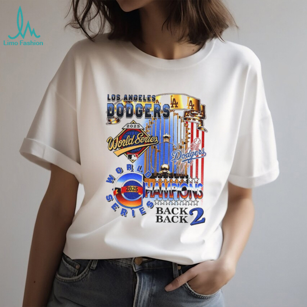 Los Angeles Dodgers World Series Champions Back 2 Back 2025 trophy MLB logo shirt Los Angeles Dodgers World Series Champions Back 2 Back 2025 trophy MLB logo shirt