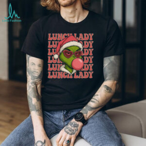 Lunch Lady Grinch Blowing Bubble Gum Christmas T Shirt