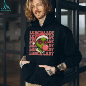 Lunch Lady Grinch Blowing Bubble Gum Christmas T Shirt