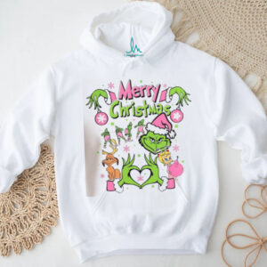 Merry Christmas Grinch Hands Heart Shirt Cute Family Holiday Tee