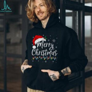 Merry Christmas Lights Santa Hat Xmas Family Matching Pajama T Shirt