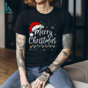 Merry Christmas Lights Santa Hat Xmas Family Matching Pajama T Shirt