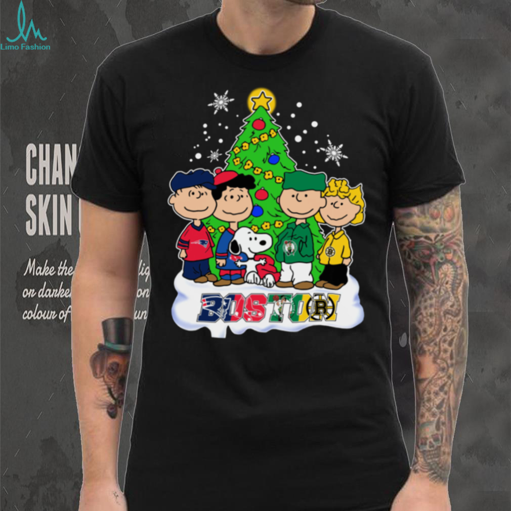 Merry Christmas Peanuts Characters X Boston Sports Teams T Shirt Merry Christmas Peanuts Characters X Boston Sports Teams T Shirt