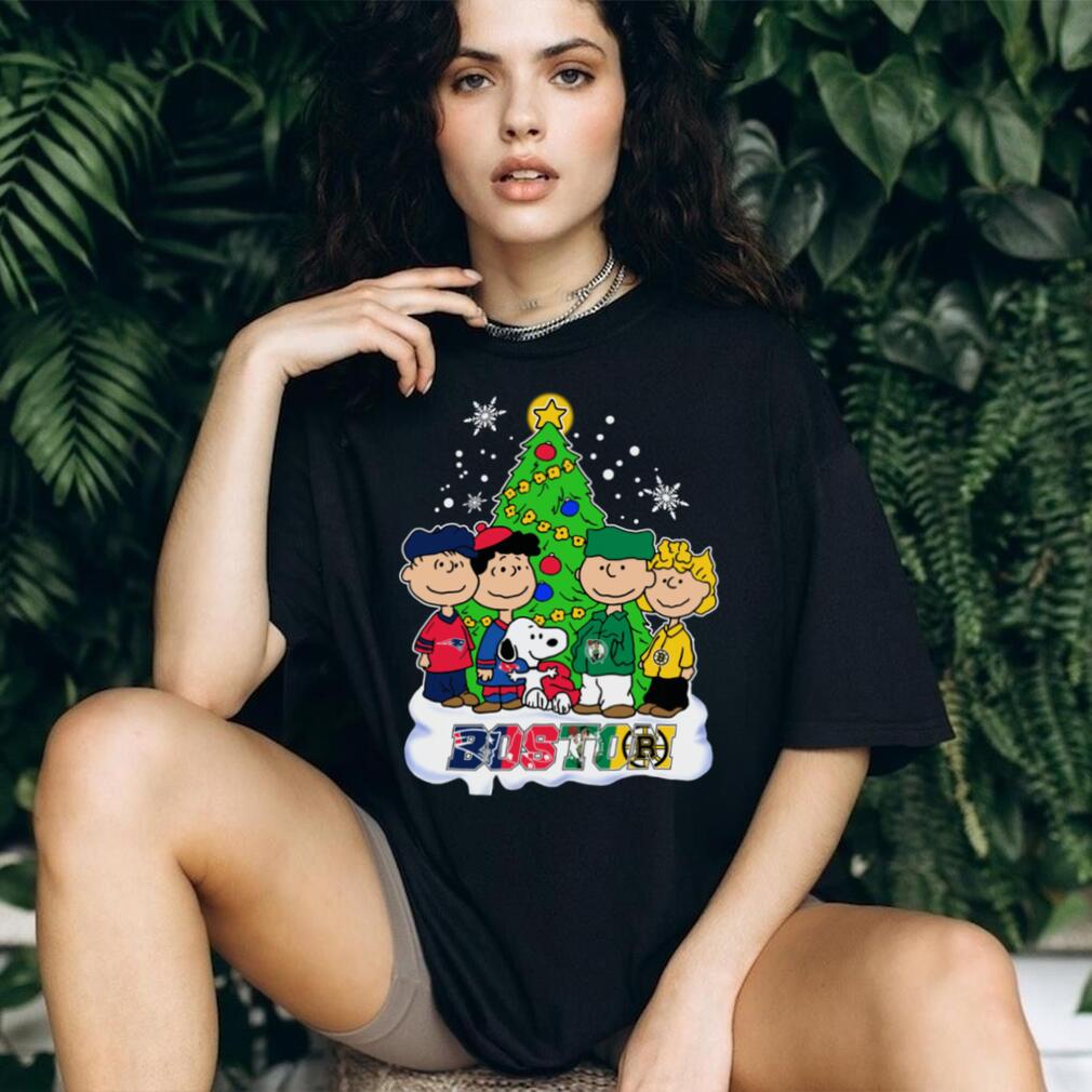 Merry Christmas Peanuts Characters X Boston Sports Teams T Shirt Merry Christmas Peanuts Characters X Boston Sports Teams T Shirt